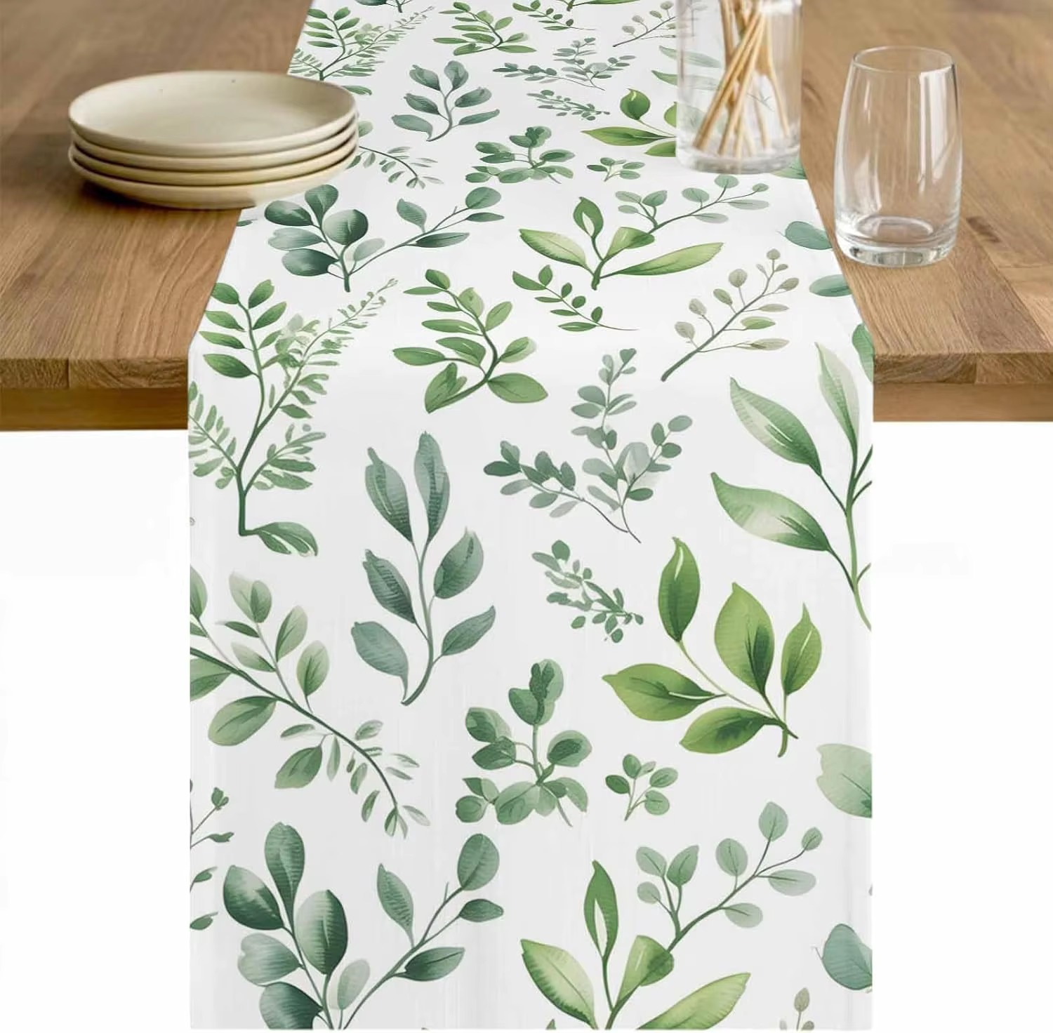 Christmas Table Runner - Sage Green Table Runner Linen Eucalyptus,