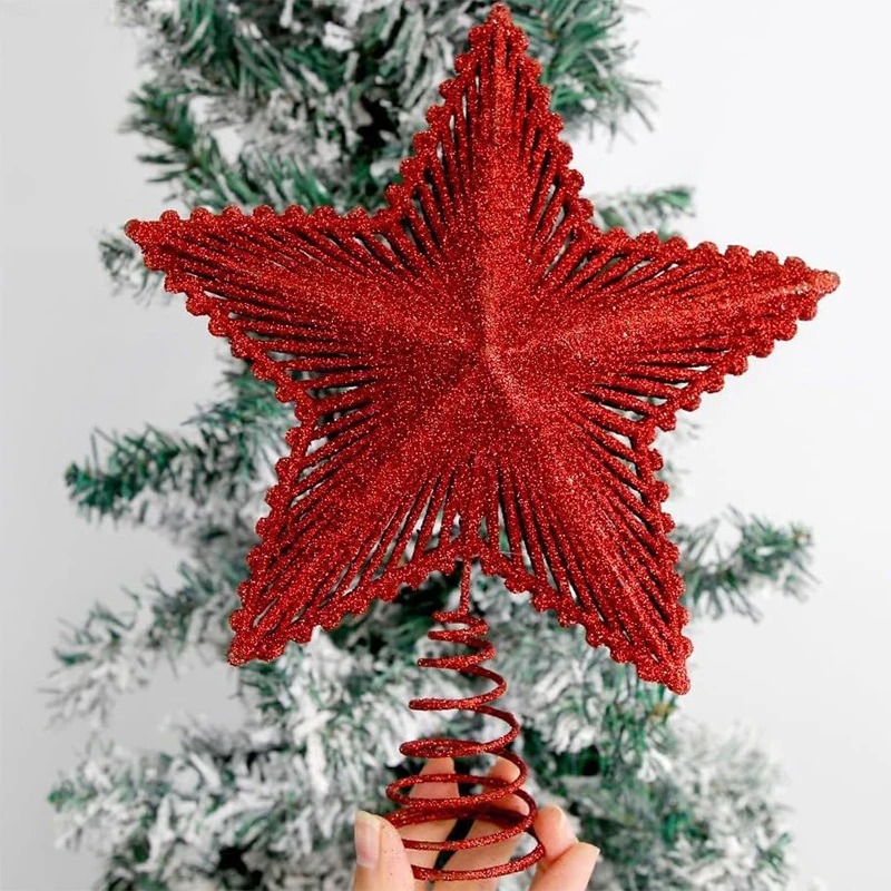 25cm Red Glitter Christmas Tre - огляд і ціна Star Tree Topper