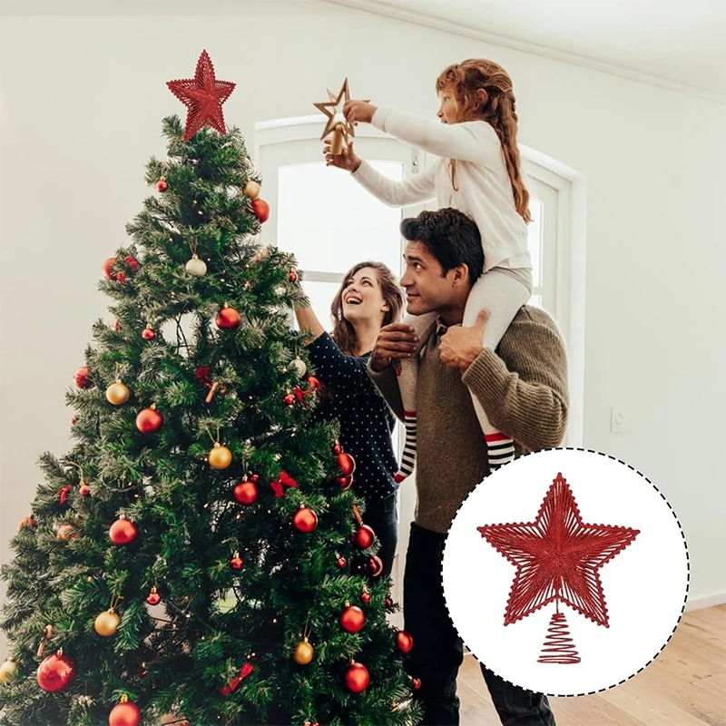 25cm Red Glitter Christmas Tre - огляд і ціна Star Tree Topper