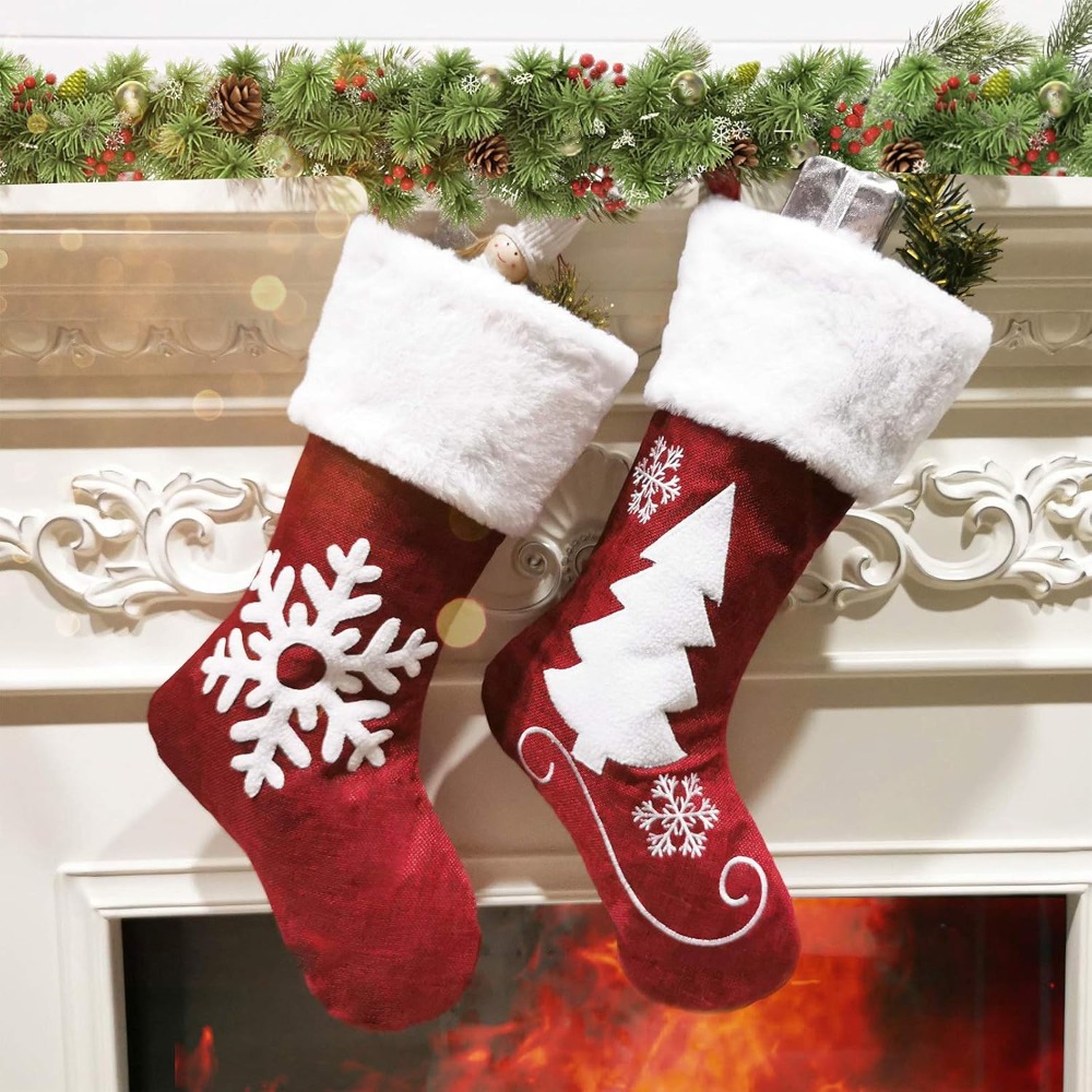 2-4 Pcs Large Burlap Christmas - огляд і ціна Christmas Stocking Hanging