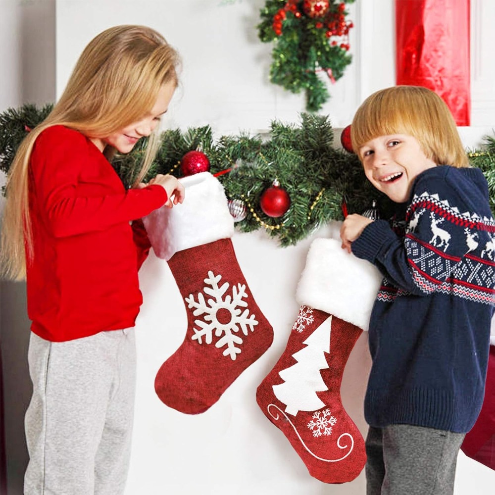 2-4 Pcs Large Burlap Christmas - огляд і ціна Christmas Stocking Hanging