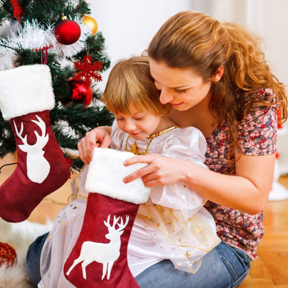 2-4 Pcs Large Burlap Christmas - огляд і ціна Christmas Stocking Hanging