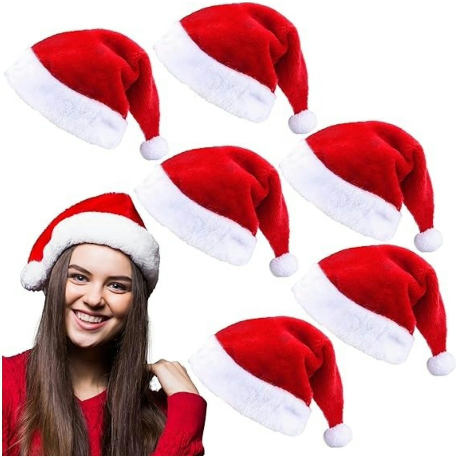 Fluffy Red Santa Hats Set with - огляд і ціна Santa Hat Plush