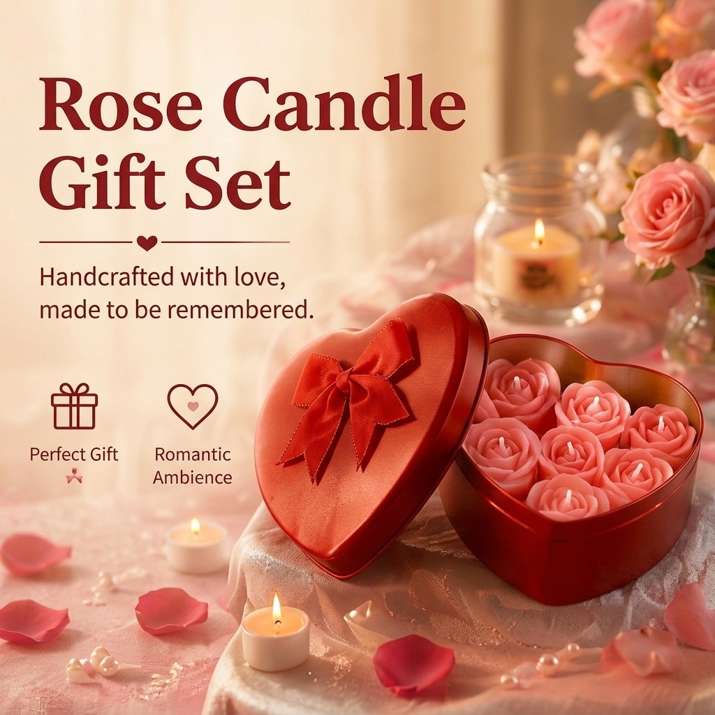 6-Piece Set of Rose-Shaped Soy - огляд і ціна Holiday Candle Set