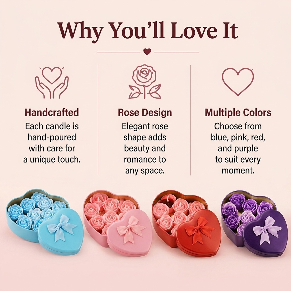 6-Piece Set of Rose-Shaped Soy - огляд і ціна Holiday Candle Set