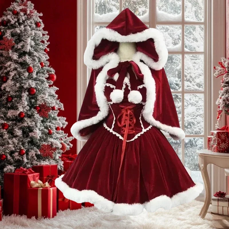 New Year Red Dress Cloak Cospl - огляд і ціна Elf Costume Christmas