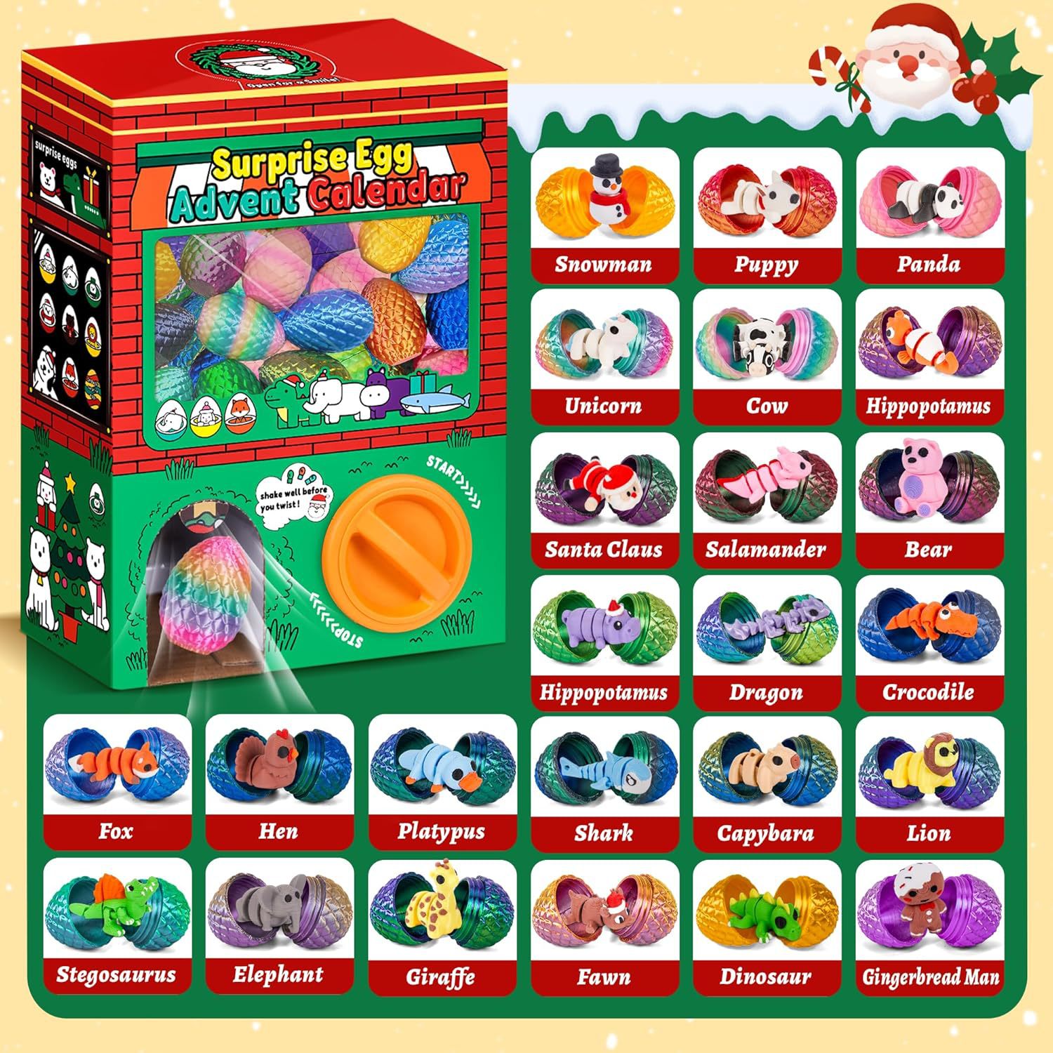 24pcs 3D Printed Surprise Egg  - огляд і ціна Advent Calendar Gift